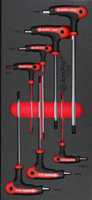 T22908 Набор 6-гр. отверток с Т-обр. ручкой с шаром 2,5-8мм, 7пр.,в мягком ложементе