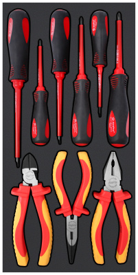 T28474 Набор отверток диэлектрических, губцевый инструмент (VDE-1000V)  9пр. в мягком ложементе T28474 Набор отверток диэлектрических, губцевый инструмент (VDE-1000V)  9пр. в мягком ложементе