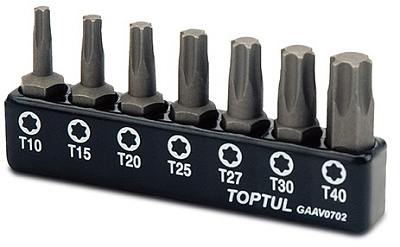 Набор бит 1/4" TORX T10-T40 7 предметов TOPTUL  GAAV0702