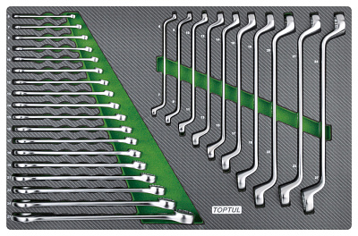 Набор комбинированных и накидных ключей 6-27 мм, 28 пр в мягком ложементе TOPTUL GED2813